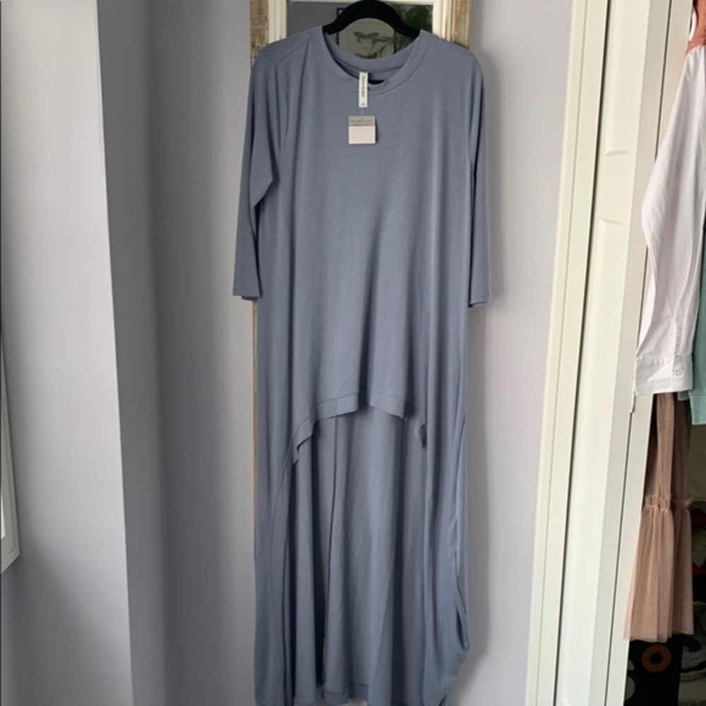 Zenana Premium Tunic Maxi/mini Dress or Top‎ w/Leggings Smokey Dusty Blue NWT